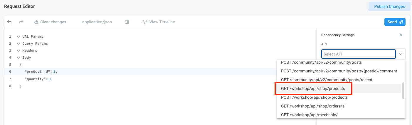Screenshot showing change to GET shop/products